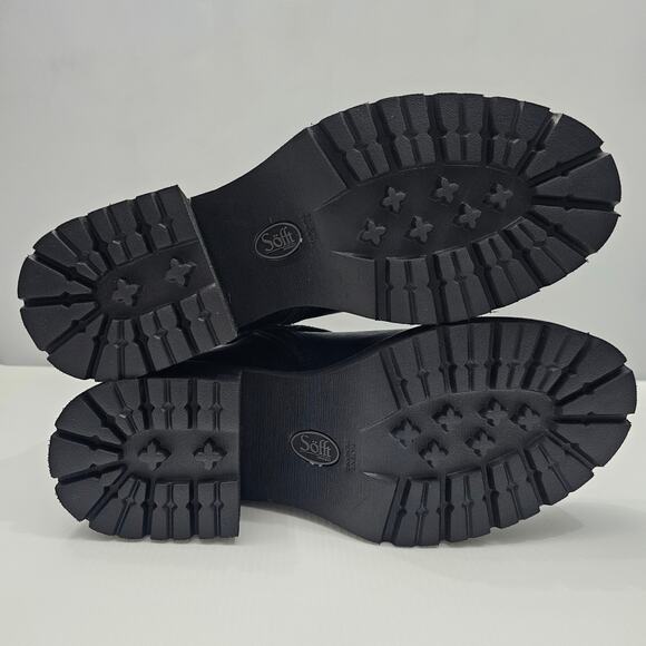 Sofft Jenine Ankle Bootie Womens 8.5 Black Leather Moto Lug Sole Block Heel - Picture 14 of 16